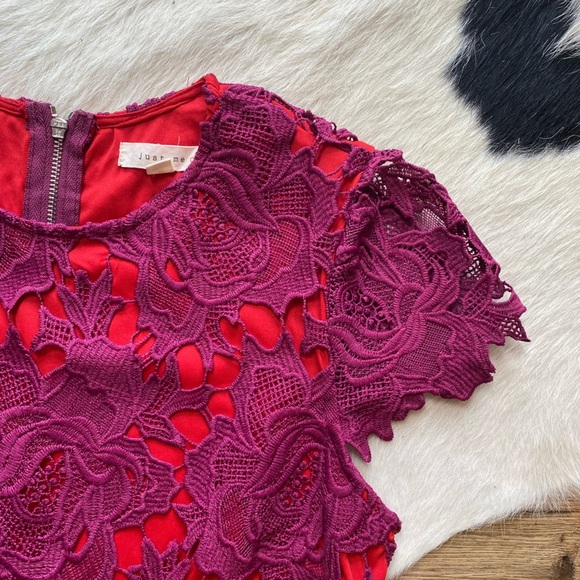 Just me Ruffle Sleeve floral Lace Sheath Dress - Picture 5 of 9